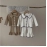 Baby Clothing Set 2023 Autumn Infant Shell Knitted Split Suit Contrast Cardigan+ Bell Bottoms Casual Girl's Two-piece Suit