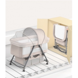 Baby Bassinet Portable Multifunctional Foldable Newborn Bird's Nest Sleeping Basket with Mosquito Net Adjustable Baby Crib