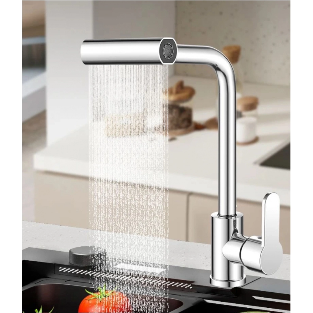 Waterfall kitchen faucet stainless steel 360° rotating waterfall flow spray head hot and cold water sink mixer kitchen faucet