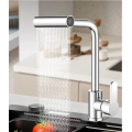 Waterfall kitchen faucet stainless steel 360° rotating waterfall flow spray head hot and cold water sink mixer kitchen faucet