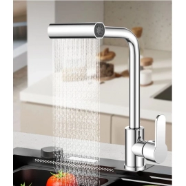 Waterfall kitchen faucet stainless steel 360° rotating waterfall flow spray head hot and cold water sink mixer kitchen faucet