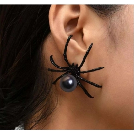 New Fashion Black Spider Pearl Earring Trendy Pers..