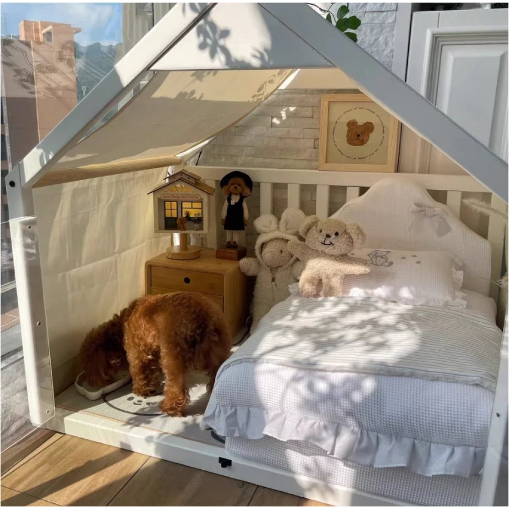 Wooden Dog House Large Space Cottage Cute Indoor Dog House Cat Kennel Luxury Summer Winter Pet House with Mat Wooden Dog House Large Space Cottage Cute Indoor Dog House Cat Kennel Luxury Summer Winter Pet House with Mat