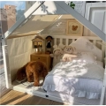 Wooden Dog House Large Space Cottage Cute Indoor Dog House Cat Kennel Luxury Summer Winter Pet House with Mat